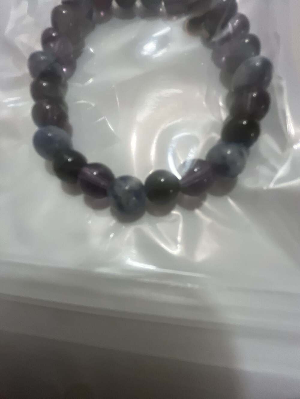 Natural Iolite Gemstone Beaded Stretch Bracelet